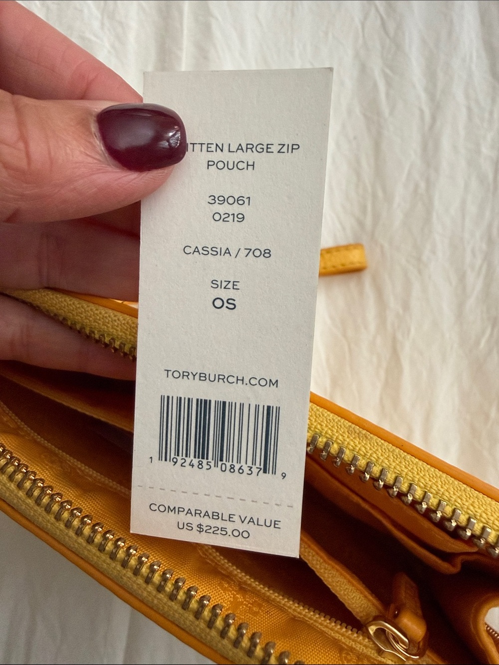 Tory Burch Bright Yellow Pebbled Leather Wristlet Clutch - Picture 4 of 4